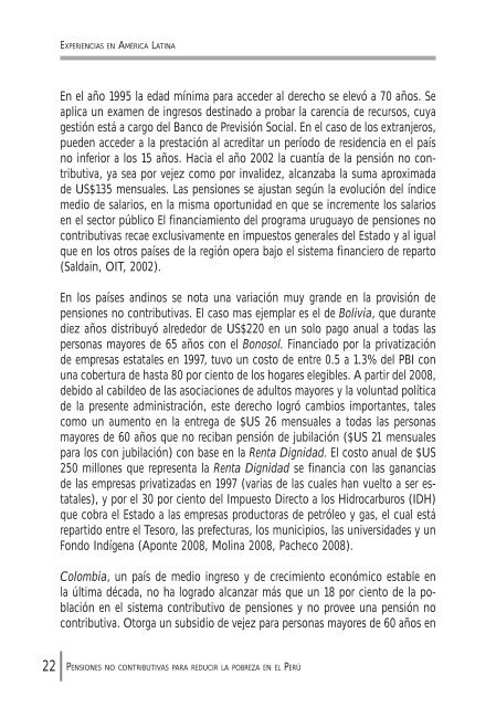 Pensiones no contributivas para reducir la pobreza en el PerÃº