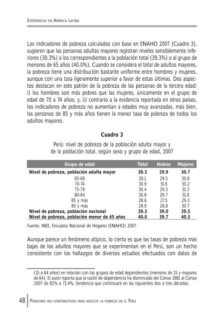 Pensiones no contributivas para reducir la pobreza en el PerÃº