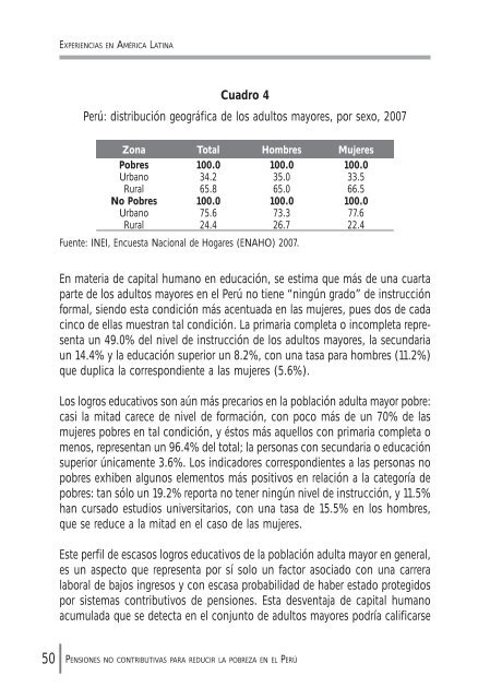 Pensiones no contributivas para reducir la pobreza en el PerÃº