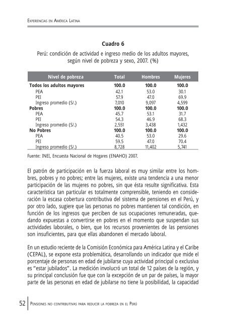 Pensiones no contributivas para reducir la pobreza en el PerÃº