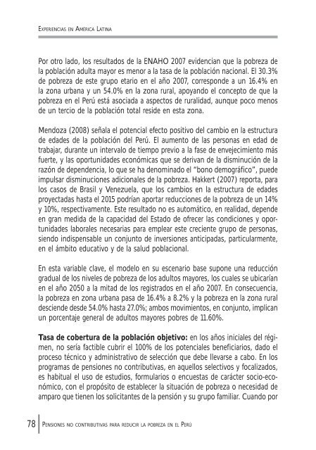 Pensiones no contributivas para reducir la pobreza en el PerÃº