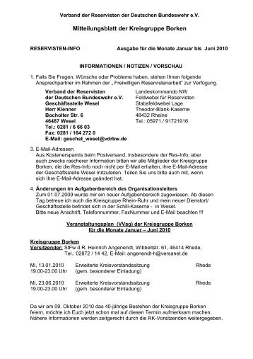 Mitteilungsblatt der Kreisgruppe Borken - Reservistenkameradschaft ...