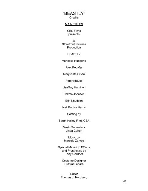 Beastly Production Notes Final Chicago Sci Fi
