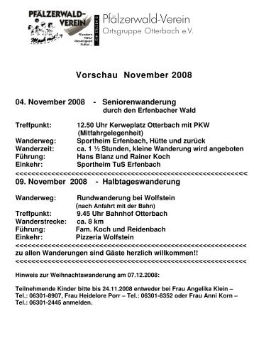 Aushang November 2008 - PWV Otterbach eV