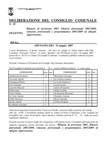 DELIBERAZIONE DEL CONSIGLIO COMUNALE - Comune di ...