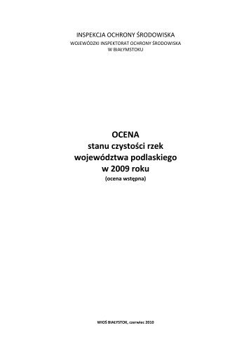 OCENA stanu czystoÅci rzek wojewÃ³dztwa podlaskiego w 2009 roku