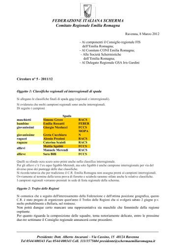 Circolare regionale n. 6 del 08/03/2012 - Comitato Regionale Emilia ...