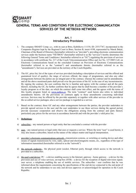 general terms and conditions for electronic  - NETBOX Mobil