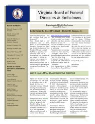 Virginia Board of Funeral Directors & Embalmers