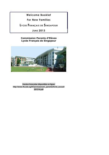 Welcome Booklet For New Families - LycÃ©e franÃ§ais de Singapour