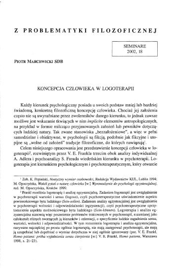 Ks. Piotr Marchwicki SDB: Koncepcja czÅowieka w ... - Seminare