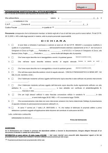 allegati obbligatori MODELLO DIA Decreto Casa.pdf - Comune di ...
