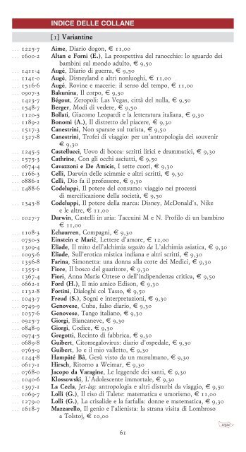 Scarica il listino in formato PDF - Bollati Boringhieri Editore