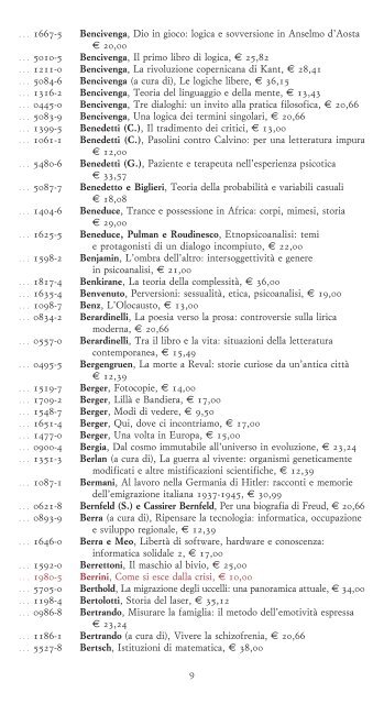 Scarica il listino in formato PDF - Bollati Boringhieri Editore