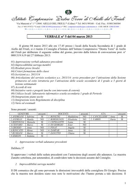 del 04/03/2013 - Istituto Comprensivo Destra Torre