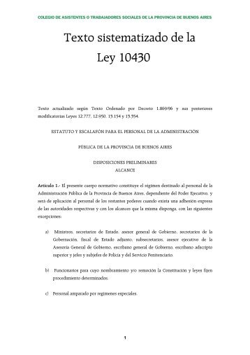 Ley 10.430 (PDF). - Colegio de Asistentes Sociales o Trabajadores ...