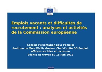 Présentation W. Goelen, Commission européenne - COE