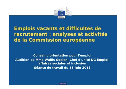 Présentation W. Goelen, Commission européenne - COE