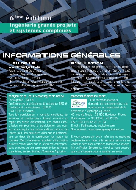 TÃ©lÃ©charger le programme des confÃ©rences - Avantage aquitaine