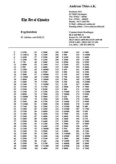 53. Auktion, 02.02.13 - Auktionshaus Andreas Thies