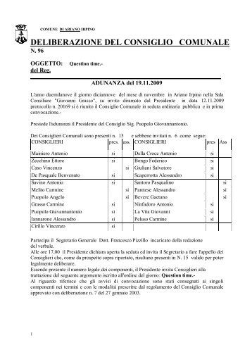 Question time. - Comune di Ariano Irpino