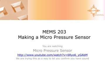 MEMS 203 Making a Micro Pressure Sensor - MATEC NetWorks