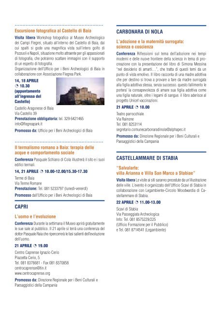 XIV Settimana della Cultura - Soprintendenza BSAE