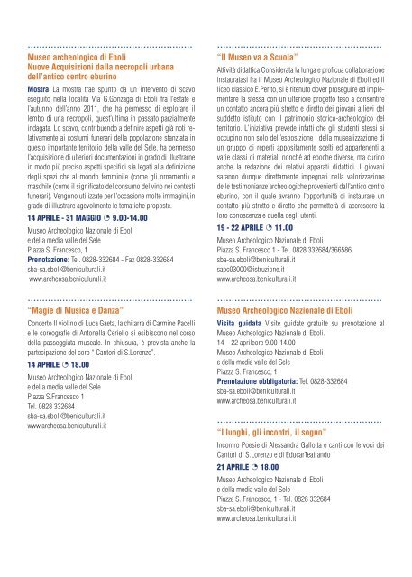 XIV Settimana della Cultura - Soprintendenza BSAE