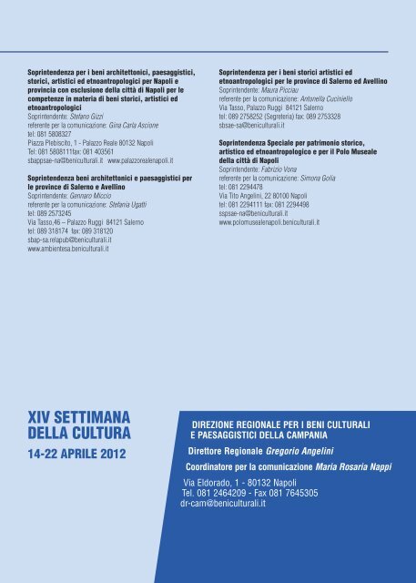 XIV Settimana della Cultura - Soprintendenza BSAE