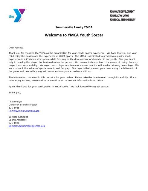 Welcome to YMCA Youth Soccer - Summerville Family YMCA