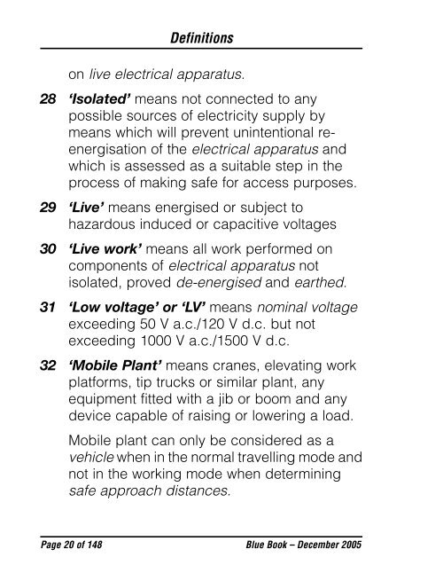 code of practice of electrical safety for work on or near high voltage