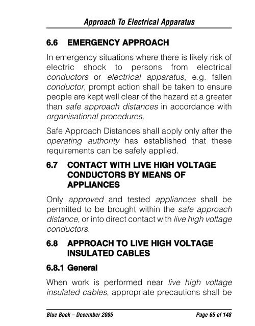 code of practice of electrical safety for work on or near high voltage