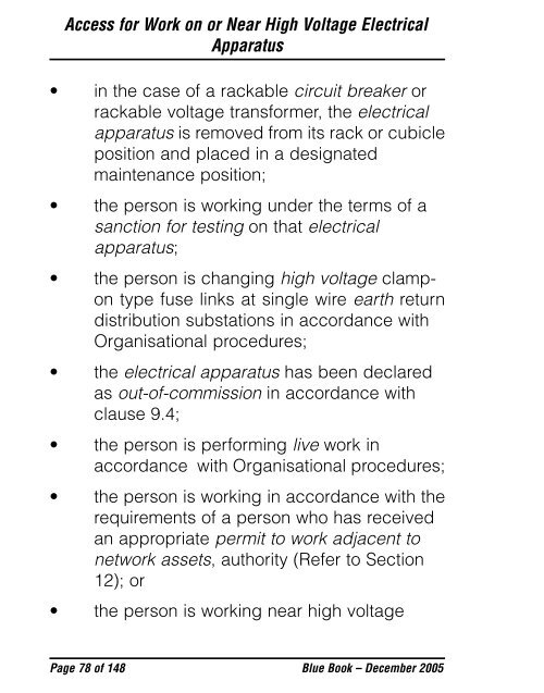 code of practice of electrical safety for work on or near high voltage