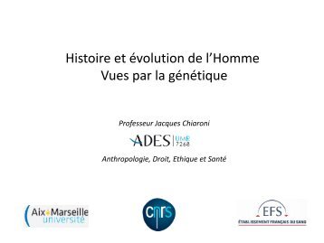 Origine et évolution de l'homme : apport de la génétique.