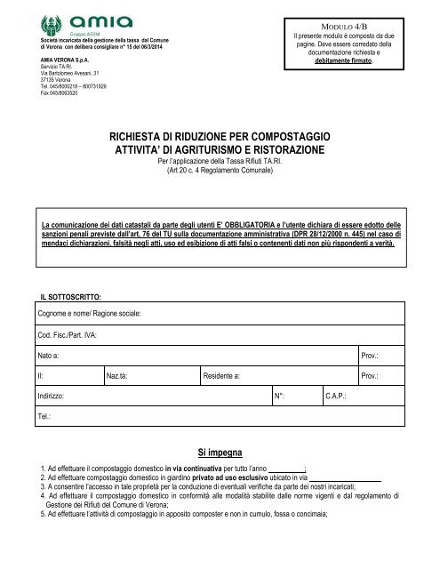 Modulo 4/B compostaggio ristorazione - Amia