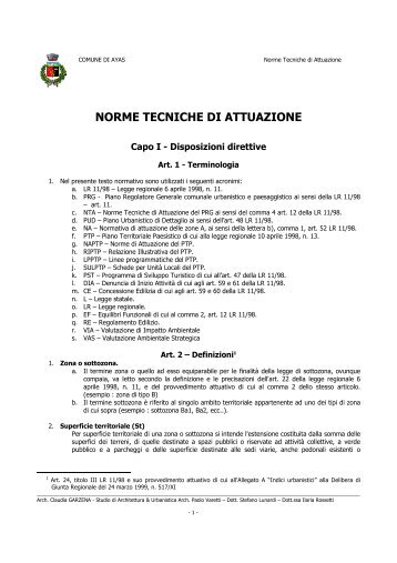 NORME TECNICHE DI ATTUAZIONE - Comune di Ayas