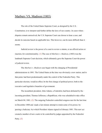 How did the case Marbury vs. Madison change the Supreme Court?