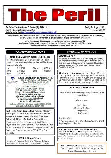 community notices community notices - SchoolZone Amuri Area ...