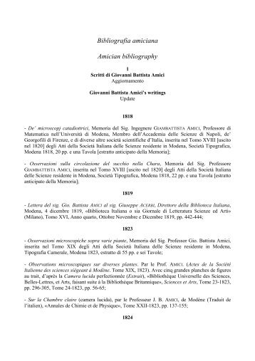 Scarica tutta la bibliografia in pdf - Giovanni Battista Amici - Ottico ...