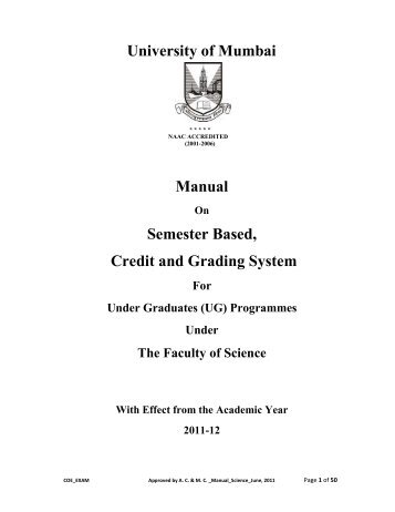 Semester Based, Credit and Grading System - University of Mumbai