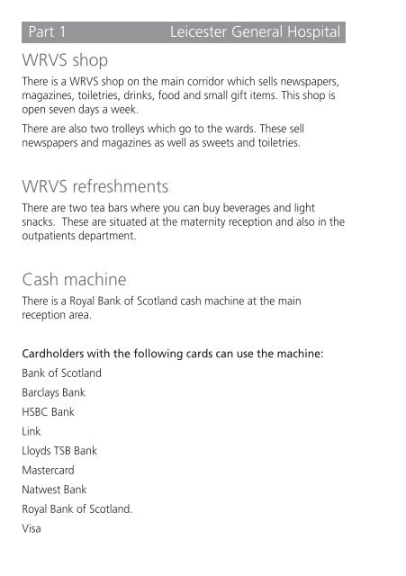 Leicester General Hospital Bedside Information for Patients - Library