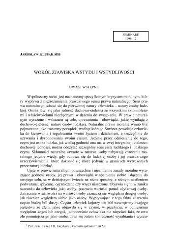 WOKÃÅ ZJAWISKA WSTYDU I WSTYDLIWOÅCI - Seminare