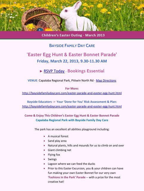 Easter Egg Hunt & Easter Bonnet Parade - Bayside Family Day Care