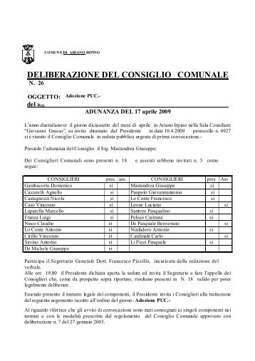 Adozione PUC. - Comune di Ariano Irpino