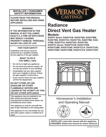 Radiance Direct Vent Gas Heater - Matchless Stove and Chimney