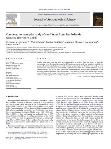 Computed tomography study of snuff trays from San Pedro de ...