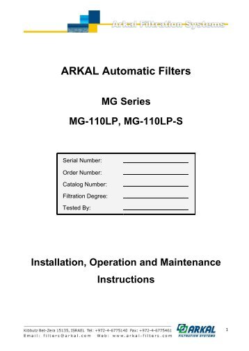ARKAL Automatic Filters - Netafim