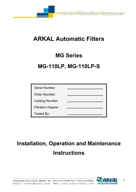 ARKAL Automatic Filters - Netafim