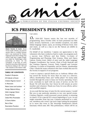 AMICI Volume 12 Issue 3 - Italian Cultural Society