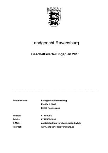 GeschÃ¤ftsverteilungs- plan 2013 - Landgericht Ravensburg